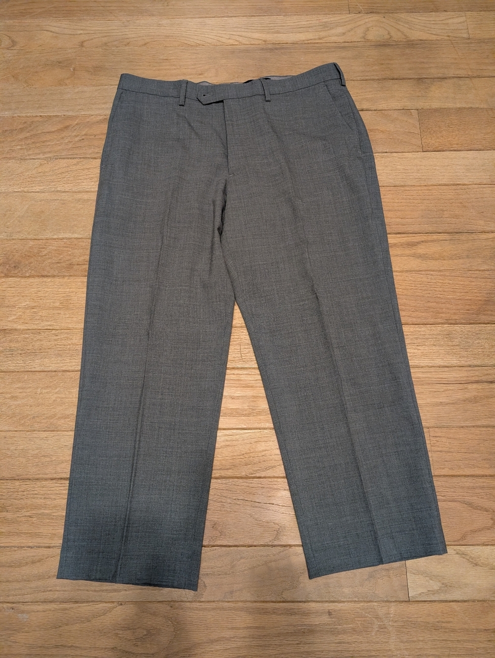 Men's Lands End Gray Traditional Fit Straight Leg Wool Dress Pants Size 35x27